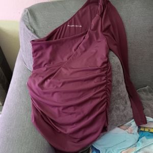 Abercrombie And Fitch Assymetrical Twist Bodysuit Large Purple